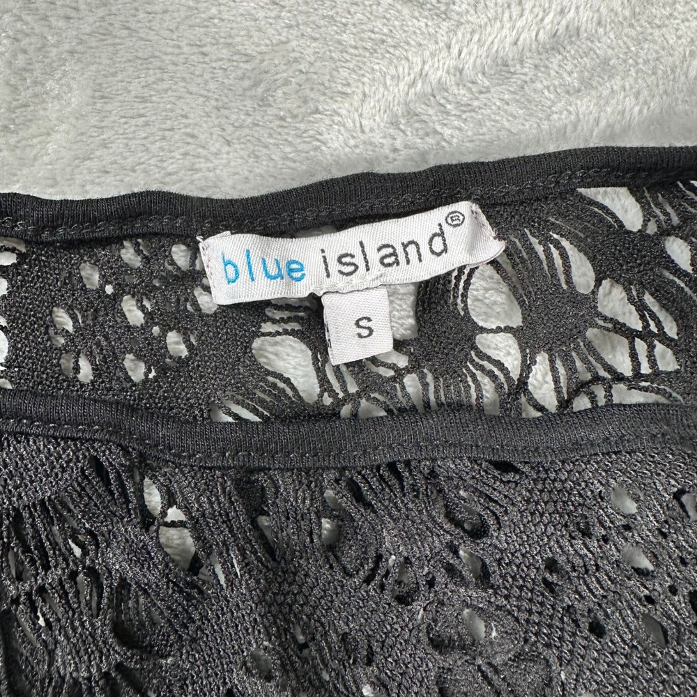 Blue Island Crochet Cover Up Women S Black Boho Beach V-Neck Coastal Resortwear - Picture 4 of 6